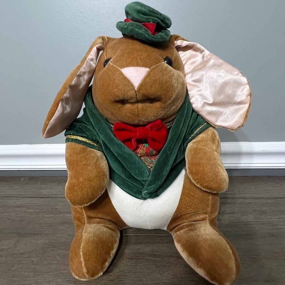 Vintage 1985 Toys R Us Velveteen Rabbit Plush Christmas Bunny Stuffed Animal Toy